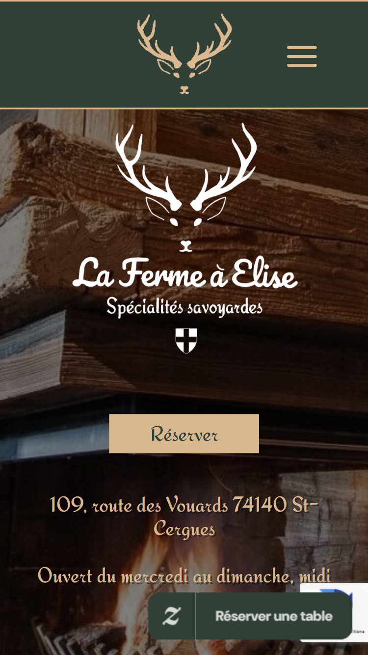 Screenshot du site La Ferme à Élise sur mobile